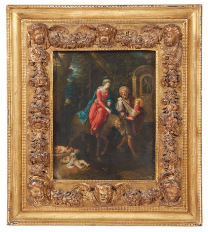 SCUOLA ANVERSESE DEL XVII SECOLO - BOTTEGA DI FRANS FRANCKEN II La fuga nel viaggio...