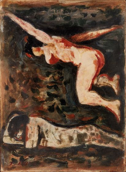 Salvatore Fiume (1915-1997) Due figure
Olio su tela. Firmato in basso a sinistra....