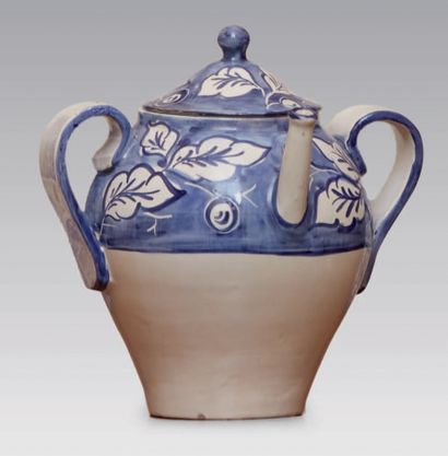 null Brocca versatoio in ceramica bianca e blu, biansata e con coperchio
Pichet couvert...