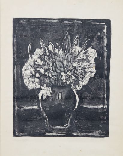 Giorgio Antinori 
Vaso di fiori
Litografia originale su carta, firmata e datata 1960
Vase...