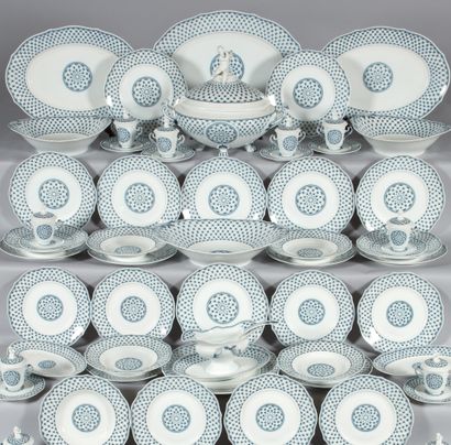null Servizio da tavola in porcellana con decoro bianco e blu, Richard Ginori Italy,...