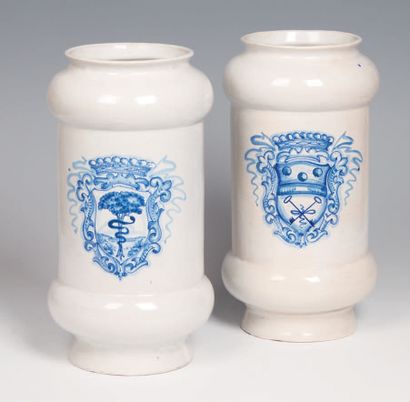 null Coppia di albarelli in maiolica color bianco e blu
Pair of albarellos in blue...