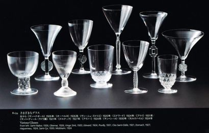 RENÉ LALIQUE (1860-1945) Service à verres «Mulhouse» Quarante huit verres et deux...