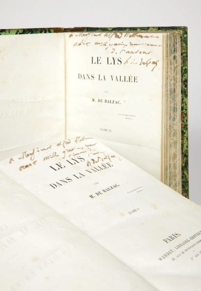 Honoré de BALZAC. Le Lys dans la vallée. Paris, Werdet, 1836.
2 volumes in-8: demi-basane...