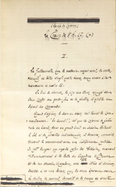 Georges COURTELINE. The 8:47 Train. No place or date [1888]. 
 Autograph manuscript...