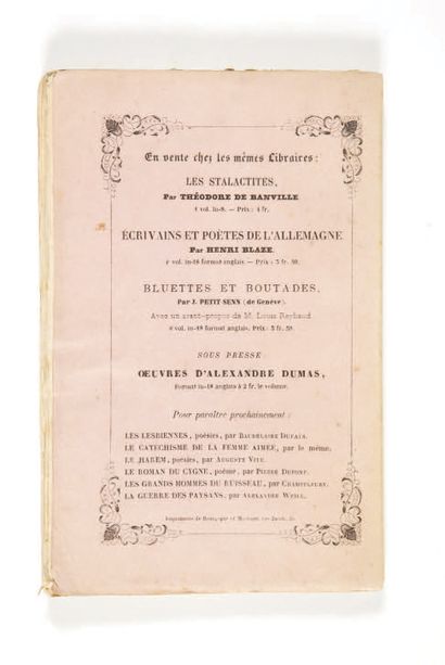 Charles BAUDELAIRE. Salon de 1846. Paris, Michel Lévy frères, 1846.
In-12 de XI et...