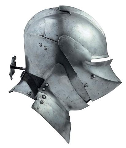 null Rare armet à rondelle avec demi-bavière de renfort, Italie vers 1490-1500. A...