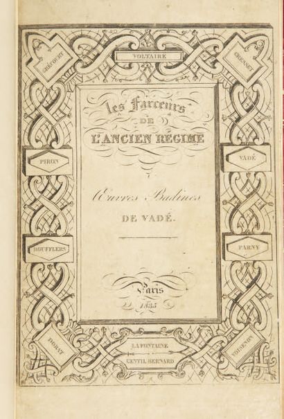 VADÉ (Jean-Joseph). Oeuvres choisies.
Paris, chez les marchands de nouveautés, 1834.
In-8,...