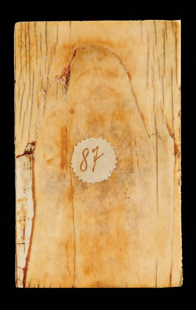 null Left leaf of a carved ivory diptych representing the Glorious Virgin under a...