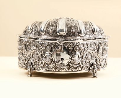 Important silver coca box, called coquera,...