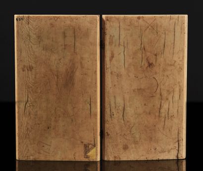  Large ivory diptych deeply carved on two registers representing under a series of...