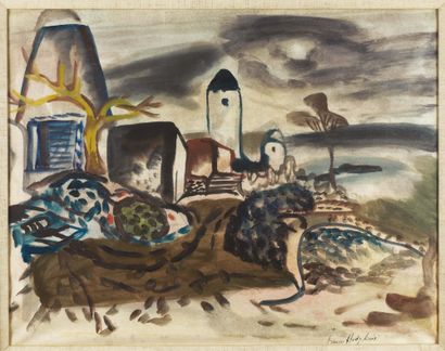 FRANCES HODGKINS (1869-1947) Storm in Ibiza, circa 1933 Watercolour on paper. Signed...