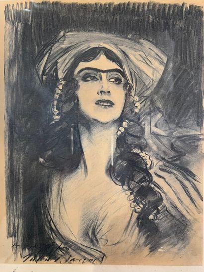 null Lithographie figurant la danseuse Tamara Karsavina (1885-1978) d'après l'œuvre...