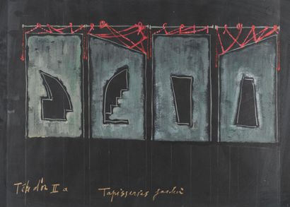 André Masson (1896–1987) 
Ensemble de neuf projets pour le théâtre. Gouache sur papier....
