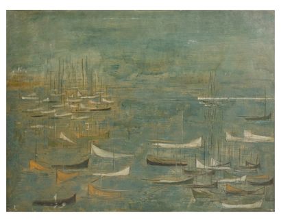 Jeanne DUMESNIL (1926-2000) Le port aux voiliers

Huile sur toile signée en bas à...