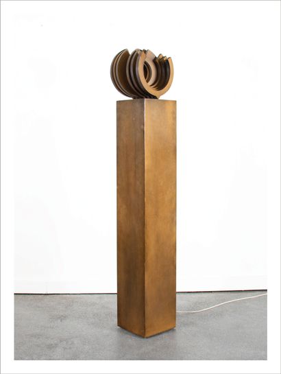 POL BURY (1922-2005) Interior: 7 circular cut-outs, 2000
Wood, magnet, electric motor
Signed,...