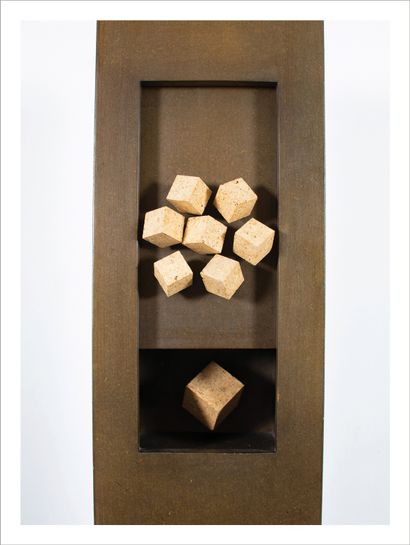 POL BURY (1922-2005) 7 cubes + 1, 2000
Bois teinté, liège, moteur électrique.
Signé,...