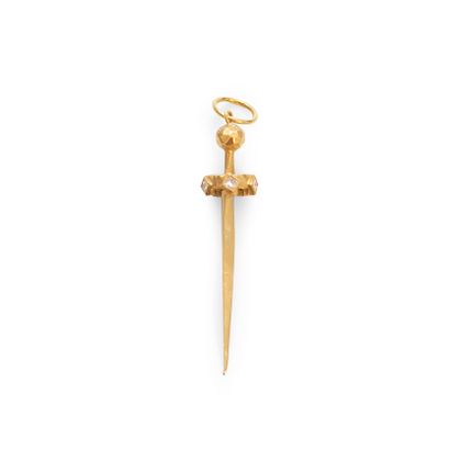 Cathy WATERMAN . 18K (750) yellow gold pendant depicting a sword, the guard set with...