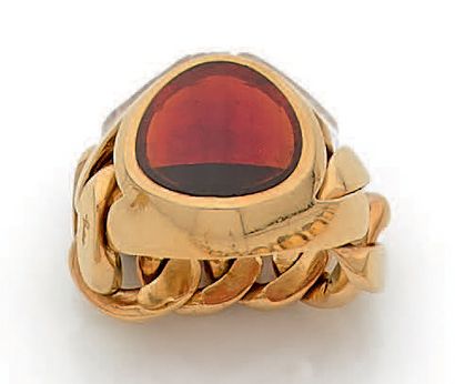 Pomellato. RING in 18K (750) yellow gold with a facetted madera citrine, the ring...