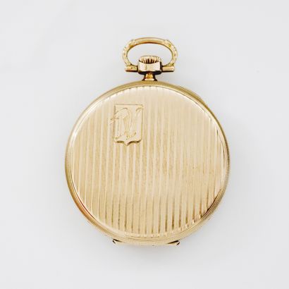 IWC Vers 1930 
N° 848697
Montre de poche en or jaune 14k (585), cadran doré peint,...