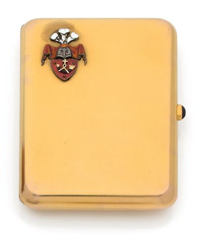 null Rectangular cigarette case in yellow gold 56 zolotniks (583 °/°°) applied with...
