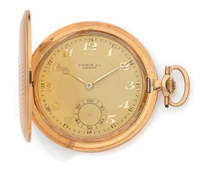 UNION S.A - SOLEURE No. 50202
14k (585) yellow gold pocket watch, painted dial, Arabic...