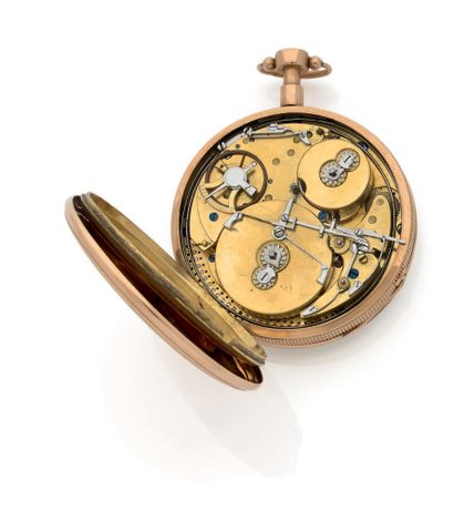 ANONYME No. 1059
18k (750) gold pocket watch with music and striking, white enamel...