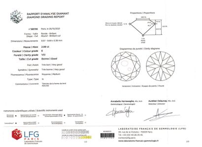 null Diamond on paper of brilliant cut weighing 2.99 carats accompanied by its report...