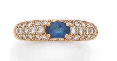 BOUCHERON. 
Ring in 18K (750) yellow gold, the ring partially paved with brilliant-cut...