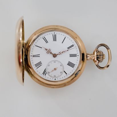 ANONYME vers 1900 
N° 22242
Montre de poche de type savonnette en or 14k (585), cadran...