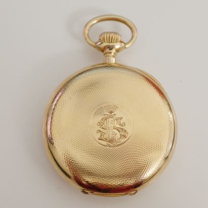 IWC VERS 1900 
No. 392699
14k (585) yellow gold pocket watch, white enamel dial,...