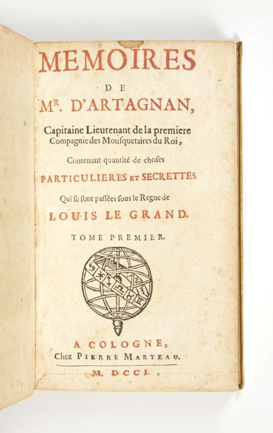 COURTILZ de SANDRAS, Gatien de Mémoires de Mr. d'Artagnan, capitaine lieutenant de...