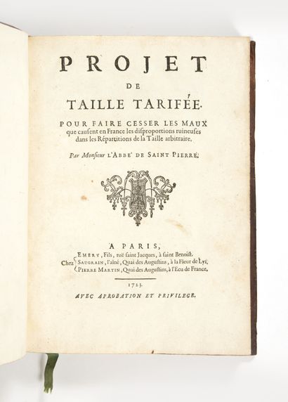 SAINT-PIERRE, Abbé Castel de Projet de taille tarifée. Pour faire cesser les maux...