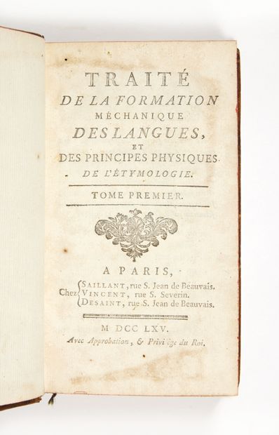 [BROSSES, Charles de] Traité de la formation méchanique des langues, et des principes...