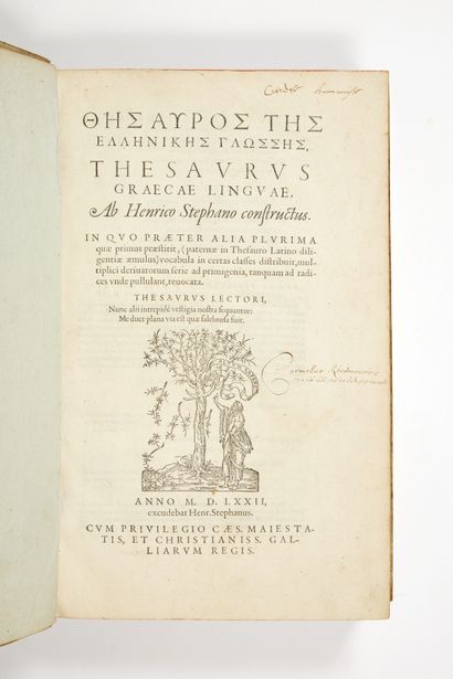 Estienne, Henri Thesauraus Graecae linguae [Graece.] [Genève], Henri Estienne, 1572....