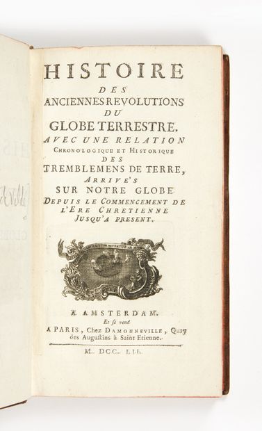[KRÜGER, Johann Gottlob] Histoire des anciennes révolutions du globe terrestre. Avec...