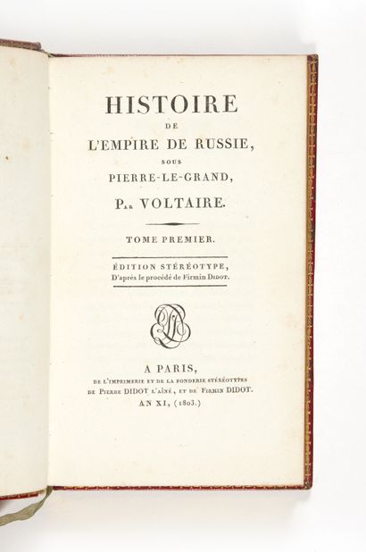 VOLTAIRE, Francois Marie Arouet, dit History of the Russian Empire under Peter the...