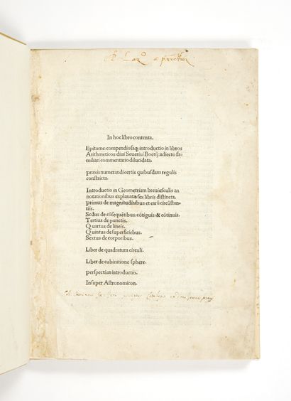 LEFEVRE D'ÉTAPLES, Jacques In hoc libro contenta: Epitome compendiosaque introductio...