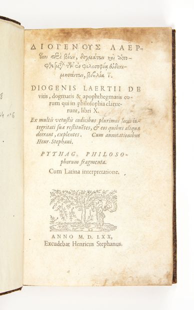 DIOGENES, Laertius De vitis, dogmatis & Apophthegmatis eorum qui in philosophia claureunt,...