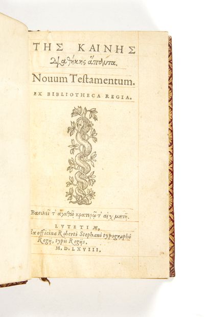 null BIBLIA. Novum Testamentum. [Graece]. Ex Bibliotheca Regia.
Paris, Robert Estienne,...