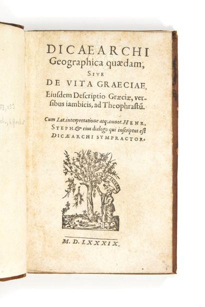 DICAEARCHUS Geographica quaedam, sive de vita Graeciae.
[Graece et latine]. [Publiée...