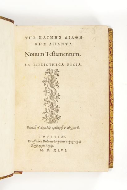 null BIBLIA. Novum Testamentum. [Graece]. Ex Bibliotheca Regia.
Paris, Robert Estienne,...