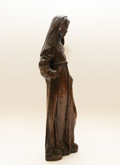 null Ecole française du XIXe siècle. Statuette en bois sculpté représenant une Sainte...