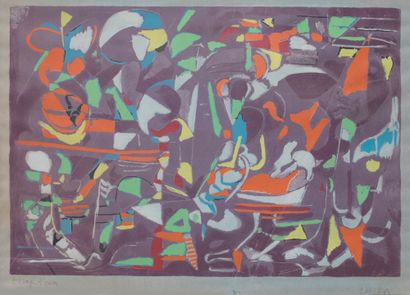 André LANSKOY (1902-1976) Composition. Lithographie en couleurs. Signée en bas à...
