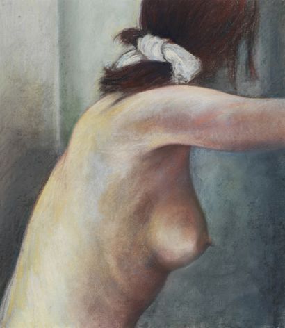 RA'ANAN LEVY (NÉ EN 1954) Nude of a woman Pastel on paper. Pastel on paper. H_64...