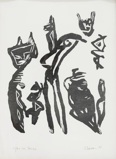 Francine Simonin (1936-2020) " Les sorciéres ", 1991 Exemplaire n°21/60, gravure....