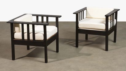 FRANCIS JOURDAIN (1876-1958) Paire de fauteuils Bois et tissu 1912 Pair of armchairs...