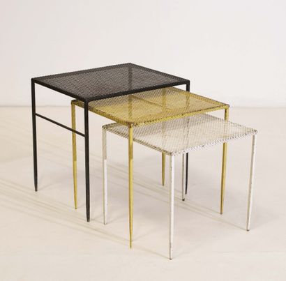 Mathieu MATÉGOT (1910-2001) Set of three nesting tables
Metal and perforated metal...