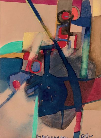 Maurice ESTÈVE (1904-2001) Abstract Composition, circa 1953
Watercolor on paper.
Signed...