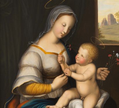 ÉCOLE ITALIENNE DU XIXe SIÈCLE, D’APRÈS RAPHAËL The Madonna of the Roses
Panel, one...